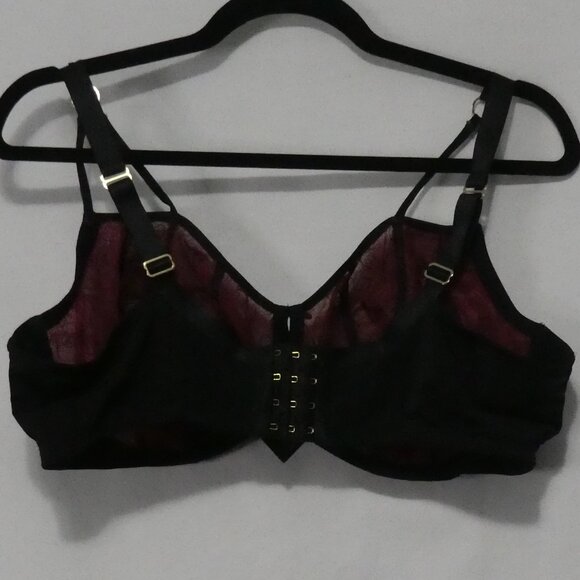 AG - ASHLEY GRAHAM | 40 DDD | Burgundy and Black Lace Accented Bra - Picture 2 of 16